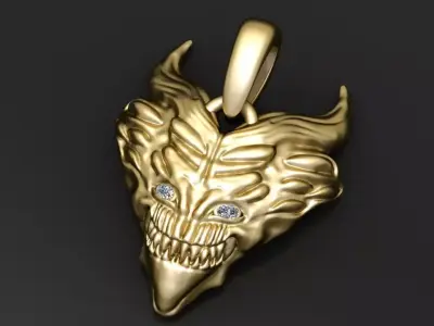 Gold demon pendant 3D printable model   3D print model