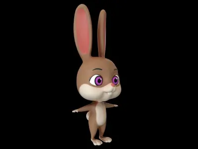 Asset - Cartoons - Animal - Rabbit - Rig 3D model