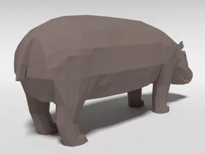 Low Poly Cartoon Hippopotamus Low-poly 3D model