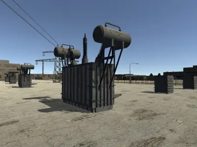 Industrial Area Racing Track Low-poly 3D model