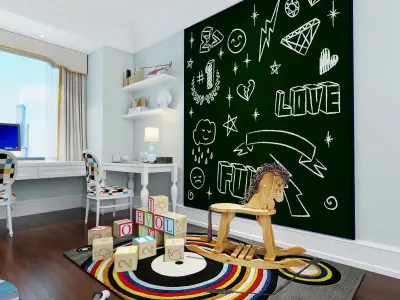 Realistic European children room 3D model