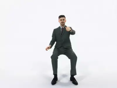 Posture 20H Driver Driving Sitting Elegant Business Man Low-poly 3D model