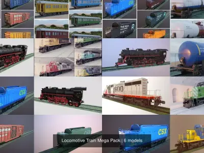 Locomotive Train Mega Pack 3D Model Collection