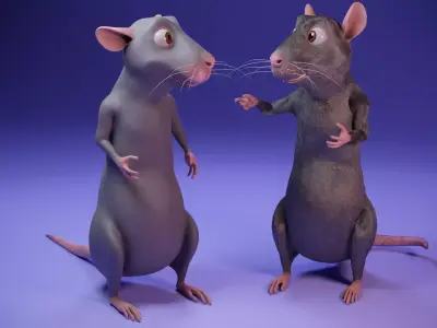 Cartoon Rat Low-poly 3D model