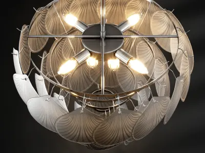 Glass Shells Suspension Chandelier 3D model