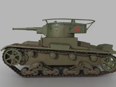 T-26 lowpoly wwii tank Low-poly 3D model