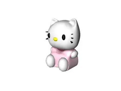 Hello Kitty With Hair Band Low-poly 3D model