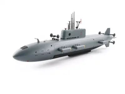 Stealth Submarine Gray model pack Low-poly 3D model