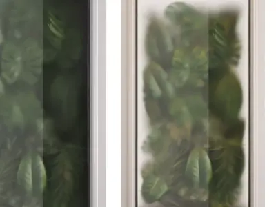 Classic light box with tropical leaf garden in frame glass 114 3D model