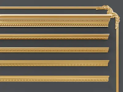 Classic carvings moldings and gypsum cornice 4 3D model