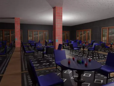 Coffee Shop Low-poly 3D model