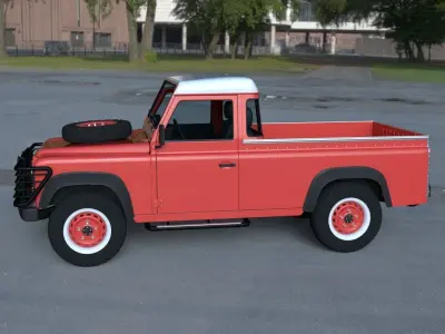 Land Rover Defender 110 Pick Up w interior HDRI 3D model