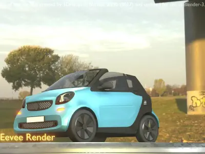 City Car 62 Small Convertible Open Type-E Blue Low-poly 3D model