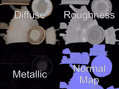 Ornate Bronze Goblet model pack Low-poly 3D model