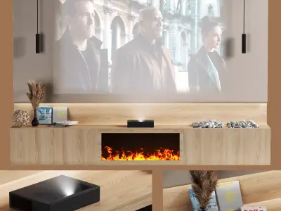 TV wall with Xiaomi laser projector Low-poly 3D model