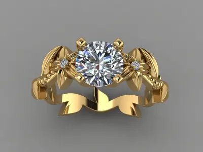 Flowers ring Low-poly 3D model