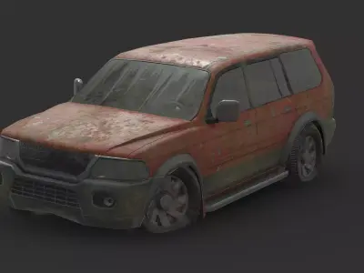 Abandoned Car - Mitsubishi Pajero Low-poly 3D model