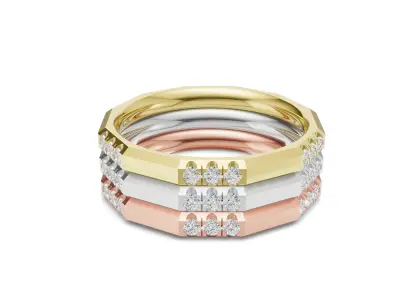 Three Tone Stackable Diamond Band 3D print model