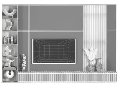 TV wall set03 3D model