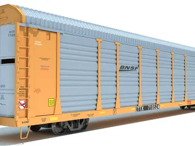 BNSF Auto Carrier Railroad Car 3D model