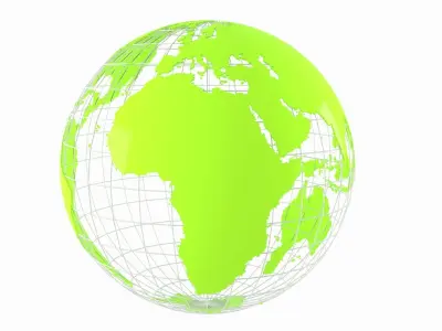 Globe News Skeleton Green Yellow Color 3D model