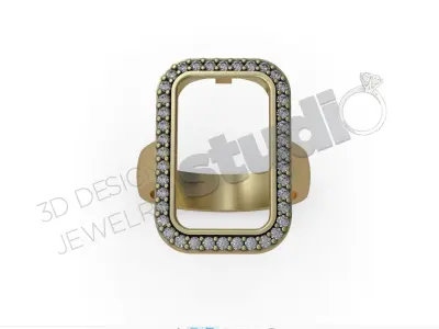 Luxury ring with custom main stone 3d model 3D print model