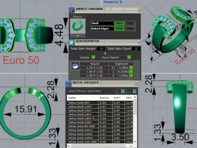 Two-tone Gold STL 3dm Ring with Open Cut Diamonds Model jr00199 3D print model