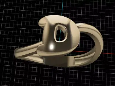 D alphabet bypass shell hallow ring 3D print model