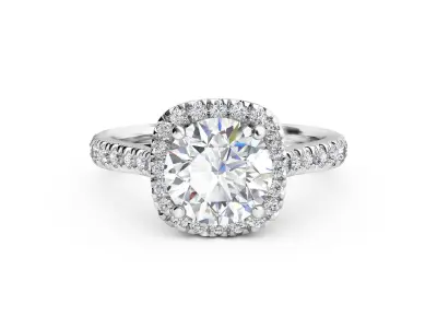 ZRP026 halo engagement ring in rose gold 3D print model