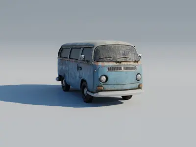 Old rusty Volkswagen Type 2 1978 3D model 3D model