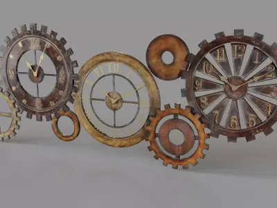 21 x 54 Mechanical Parts Wall Clock 3D model