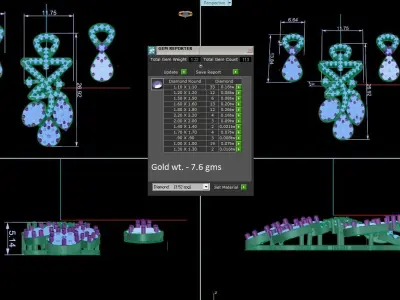 Pendant Earrings combo - 1165 3D print model