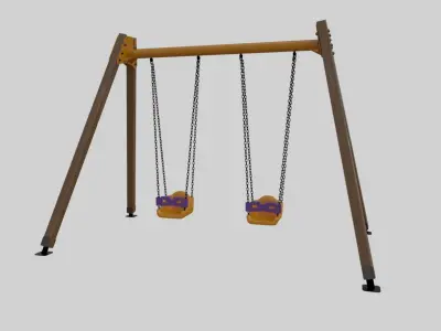 Playground Double Swing - 01 3D model