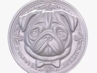 Pug 2 basrelief for 3D printing 3D print model