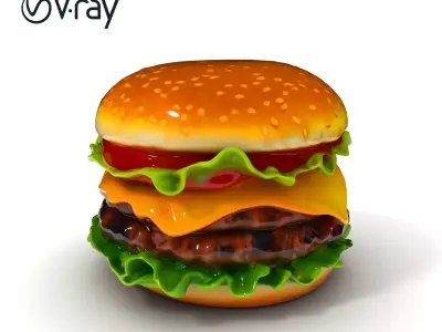 Delicious Burger D Model Pack with Realistic Textures Low-poly 3D model