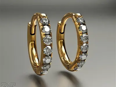 classic diamond hoop earrings delicate jewelry printable 3D print model