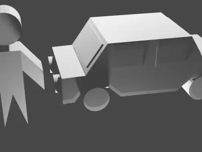 Car and man 3D model Free low-poly 3D model