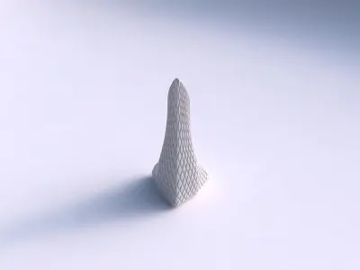 Vase grounded tipping triangle with diagonal grid bulges 3D print model