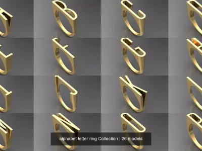 alphabet letter ring Collection 3D Model Pack