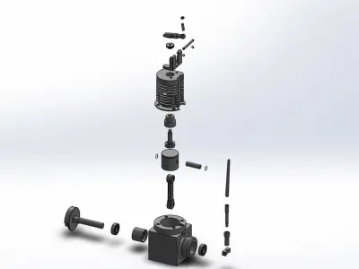 One cylinder air engine 3D model