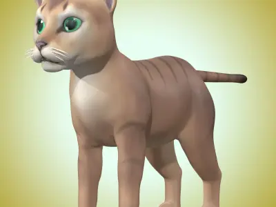 Cartoon Stylized Cat Low-poly 3D model