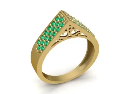 Geometric Pave Square Gemstone Ring for Men 1769 3D print model