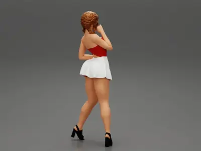 Sexy woman wearing mini skirt in a sexy pose 3D print model