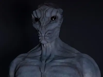 Alien Bust Low-poly 3D model