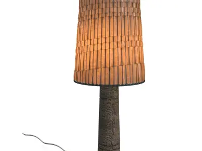 Decorative Base And Wool Shade Table Lamp PBR 3D model