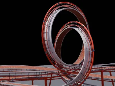 Stunt Track 3D Acrobatic Track Low-poly 3D model