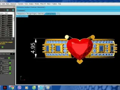 Romantic Heart Cut Gemstone Baguette Diamond Ring for Women 482 3D print model