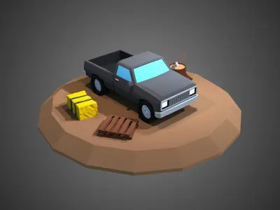 Low Poly Old Farm Truck Free low-poly 3D model