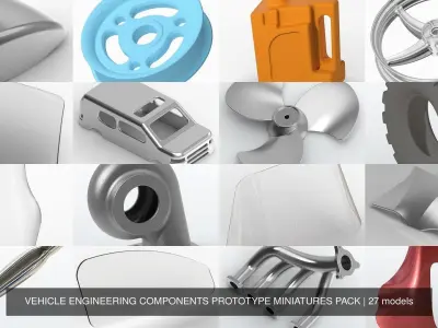 VEHICLE ENGINEERING COMPONENTS PROTOTYPE MINIATURES PACK 3D Model Collection