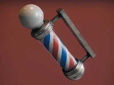 Barber Pole Low-poly 3D model